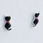 Sterling Silver Black Cat Stud Earrings, thumbnail 1 of 5