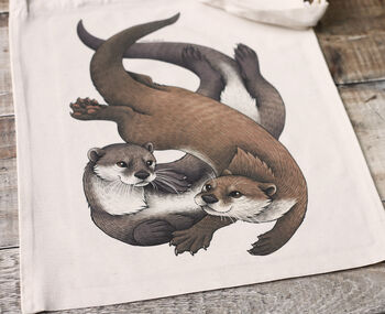 Otter Couple Eco Tote Bag ~ Organic And Fairtrade Cotton, 2 of 2