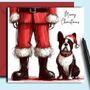 Boston Terrier Dog Christmas Card. With Father Christmas, thumbnail 1 of 2