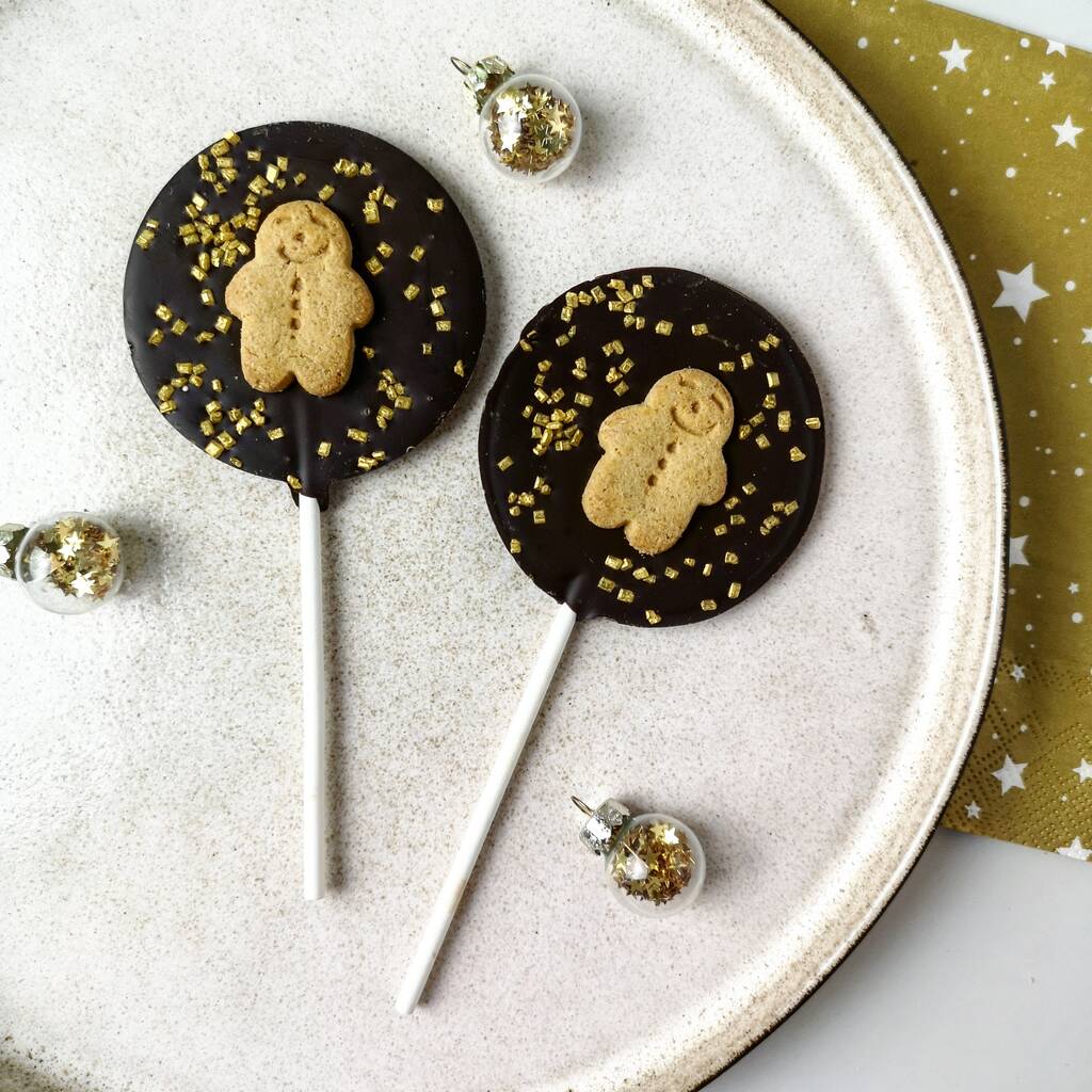Dark Chocolate Vegan Gingerbread Man Lollipop