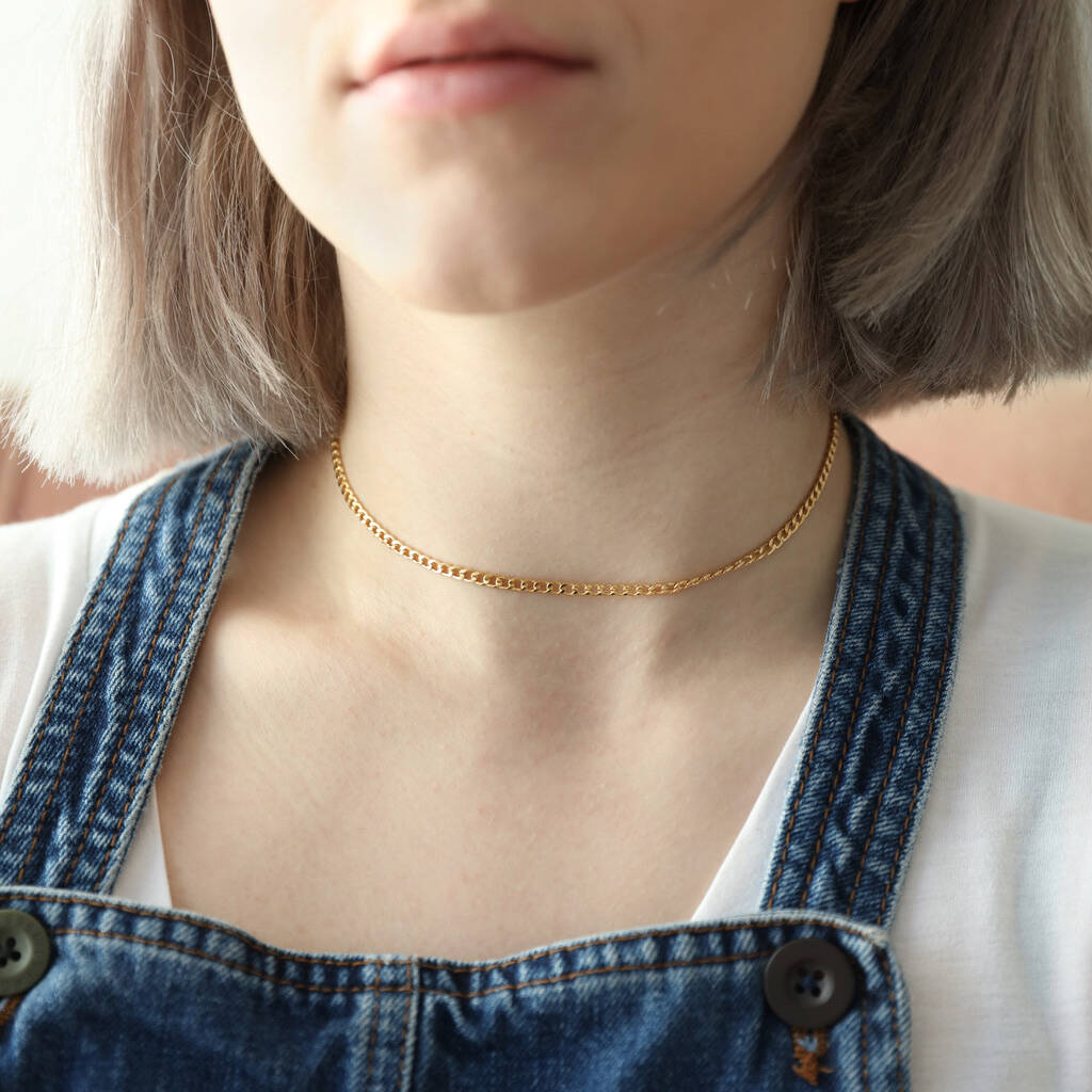 Curb chain choker deals necklace