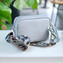 Grey Leather Crossbody Bag With Patterned Strap, thumbnail 6 of 8