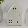 White Ceramic Tea Light Houses – Two Sizes, thumbnail 1 of 4