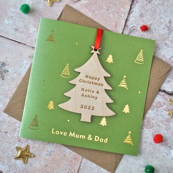 Personalised Gold Foiled Tree Decoration Card, 2 of 4