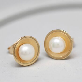 9ct Gold Pearl Earrings. Small Gold Pearl Earrings, 10 of 11