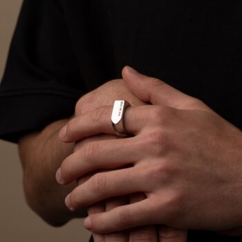 Personalised Irregular Silver Unisex Signet Ring, 2 of 11