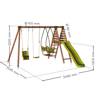 Colza Wooden Swing Set With Slide, 6 of 11