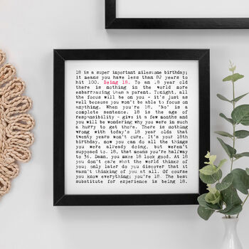 18th Birthday Gift, Being 18 Quotes Print, 2 of 9