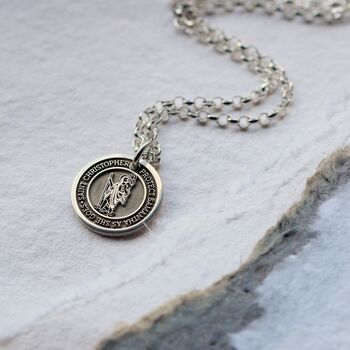 Personalised Silver Saint Christopher Necklace, 3 of 8