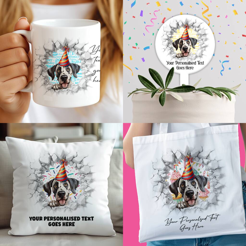 Personalised Great Dane Birthday Break Through Dog, 1 of 8