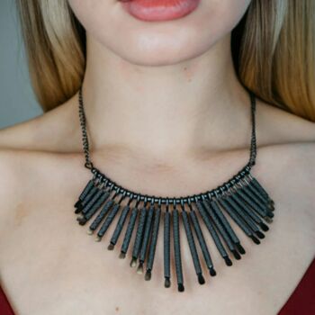 Victorian Gothic Large Black Bar Statement Necklace, 2 of 3