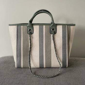 Personalised Stripe Large Chain Initial Tote Bag, 7 of 9