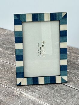 Natalini Blue And Cream Striped Photo Frame, 2 of 4