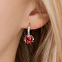 Red Crystal Drop Huggie Statement Earrings, thumbnail 1 of 3