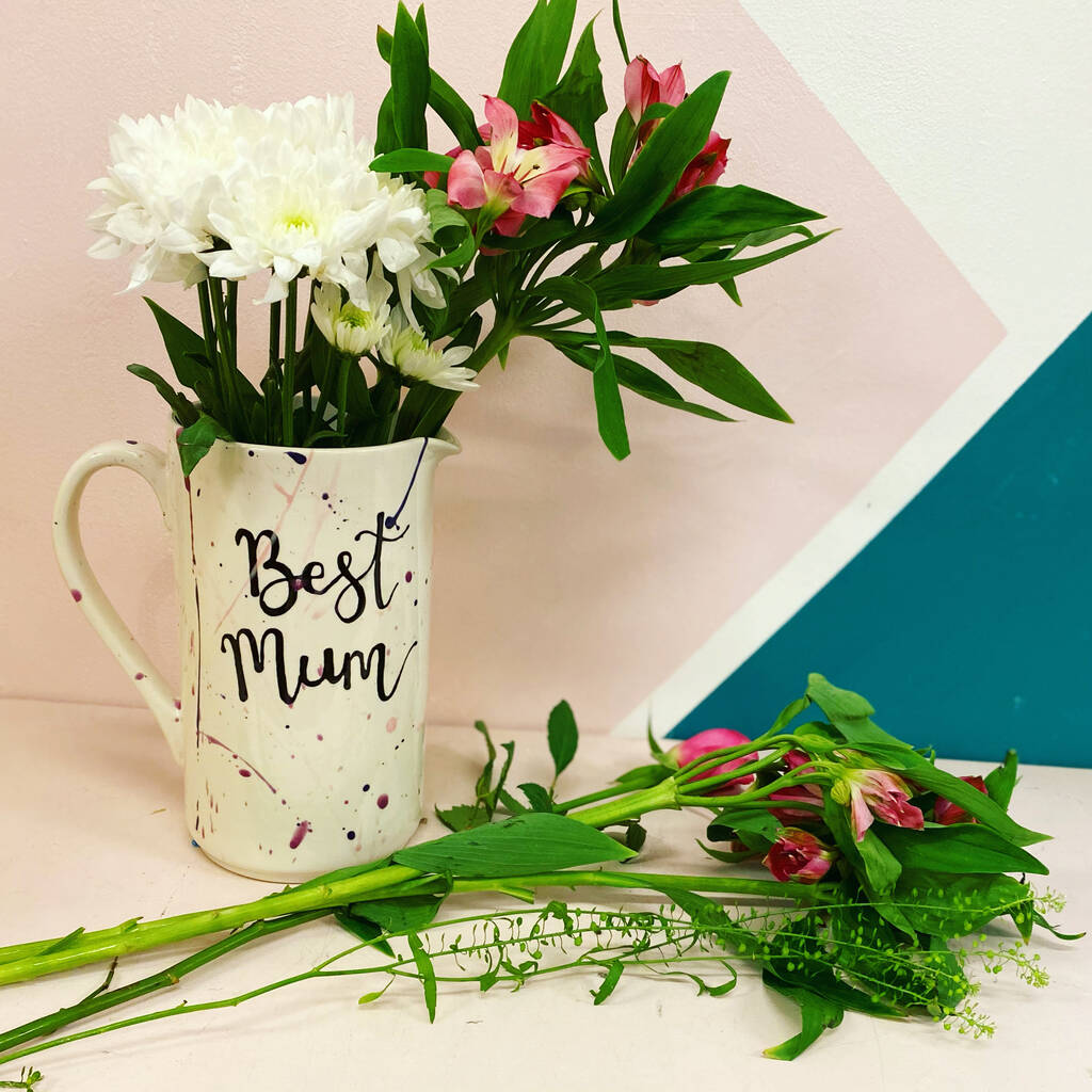 Personalised Hand Painted Best Mum Vase By Happy Potter Ceramics
