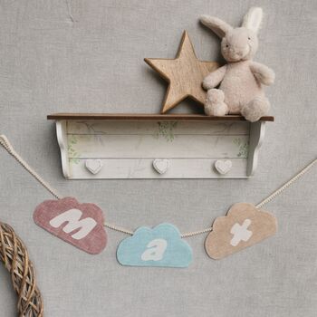 Cloud Shaped Garland In Pastel Pink, Blue And Beige, 8 of 12