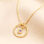Personalised Family Hammered Halo And Birthstone Pendant Necklace In Gold Plating, thumbnail 2 of 5