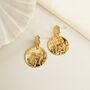 Gold Plated Egyptian Coin Statement Earrings, thumbnail 1 of 3