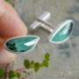 Natural Emerald Cufflinks In Solid Sterling Silver, thumbnail 2 of 3