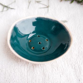 Handmade Teal Green Ceramic Soap Dish, 7 of 12