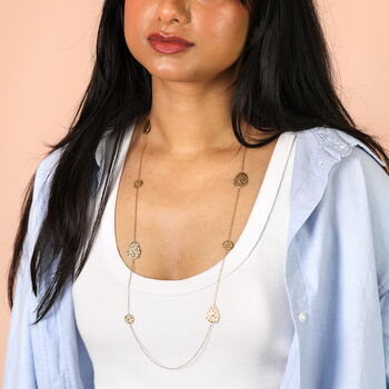 Hammered Pebble Long Chain Necklace, 4 of 4