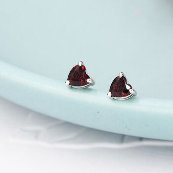 Natural Dark Garnet Heart Stud Earrings, 4 of 12