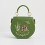 Green Fawn And Snail Embroidered Top Handle Saddle Bag, thumbnail 2 of 9