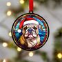 Bulldog In Santa Hat Suncatcher Decoration, thumbnail 1 of 6