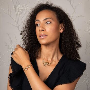 Gold Plated Ribbon Bow Necklace, 2 of 3