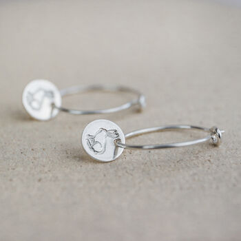 Sterling Silver Circle Rabbit Charm Hoops, 2 of 3