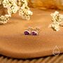 Sterling Silver Extra Tiny Genuine Amethyst Droplet Stud Earrings, thumbnail 3 of 10