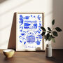 Scenes Of Greece Blue Tile Inspired Travel Print, thumbnail 1 of 12