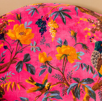 Luxurious Pink Bird Of Paradise Velvet Armchair, 2 of 7