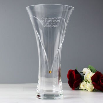 Personalised Heart Gold Swarovski Hand Cut Glass Vase, 2 of 4