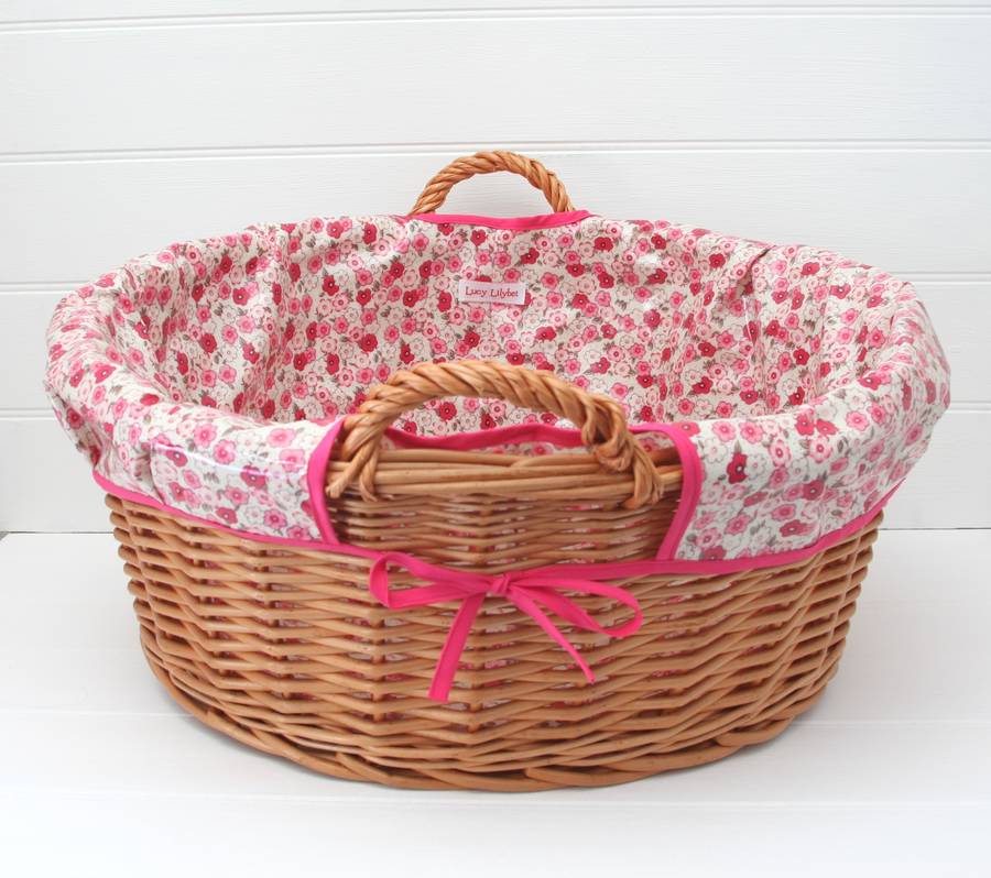 floral oilcloth lined laundry basket by lucy lilybet ...