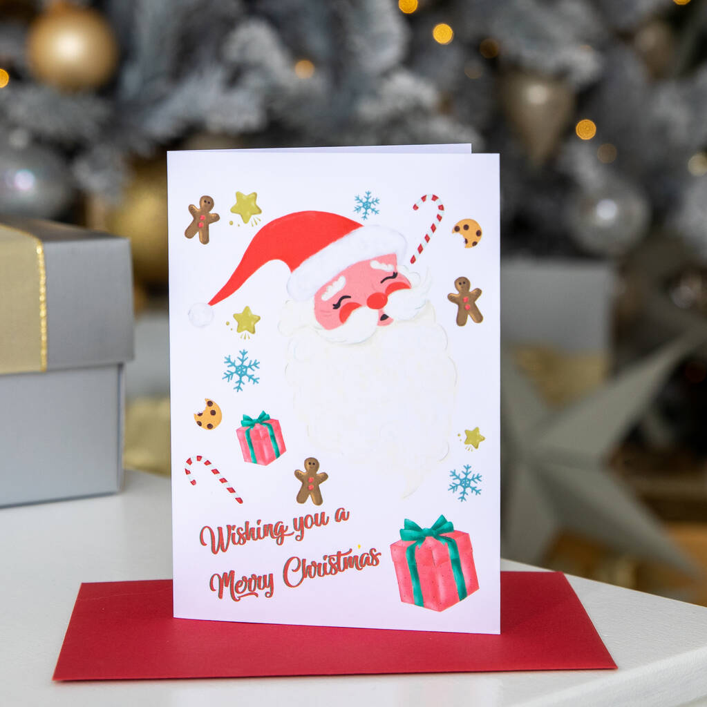 Santa Festive Themed Christmas Card By Funky Laser | notonthehighstreet.com