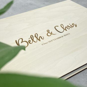 Personalised Wooden A4 Sketch Book For Weddings, 4 of 6