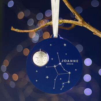 Personalised Star Sign Zodiac Christmas Tree Ornament, 3 of 4