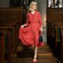 Lucille Dress In Lipstick Red 1940s Style, thumbnail 2 of 2