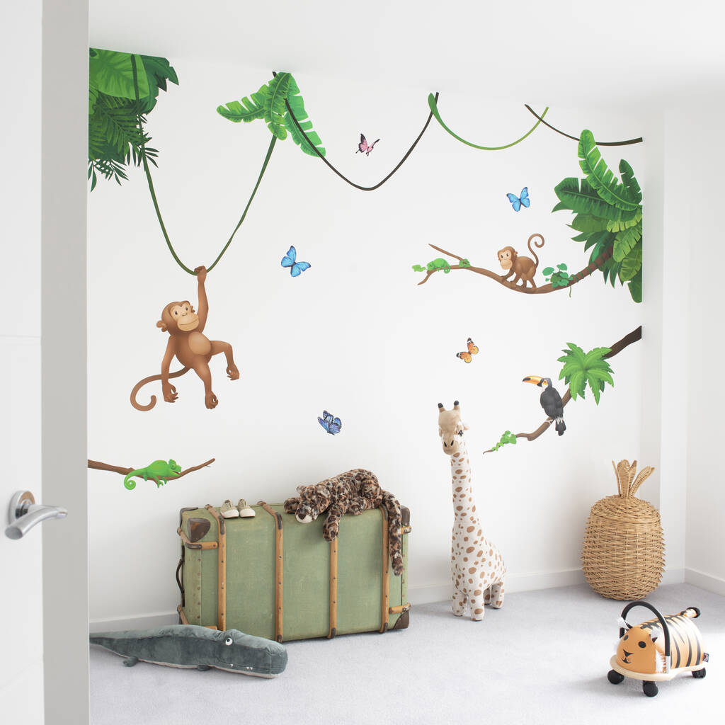 Jungle Monkey Children's Fabric Wall Sticker Set, 1 of 12
