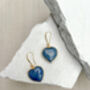 Dumortierite Puff Heart Gold Plated Earrings, thumbnail 1 of 4