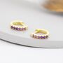 Sterling Silver Amethyst Purple Ombre Cz Huggie Hoops, thumbnail 4 of 12