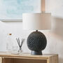 Black Ceramic Sea Urchin Table Lamp With White Shade, thumbnail 1 of 9
