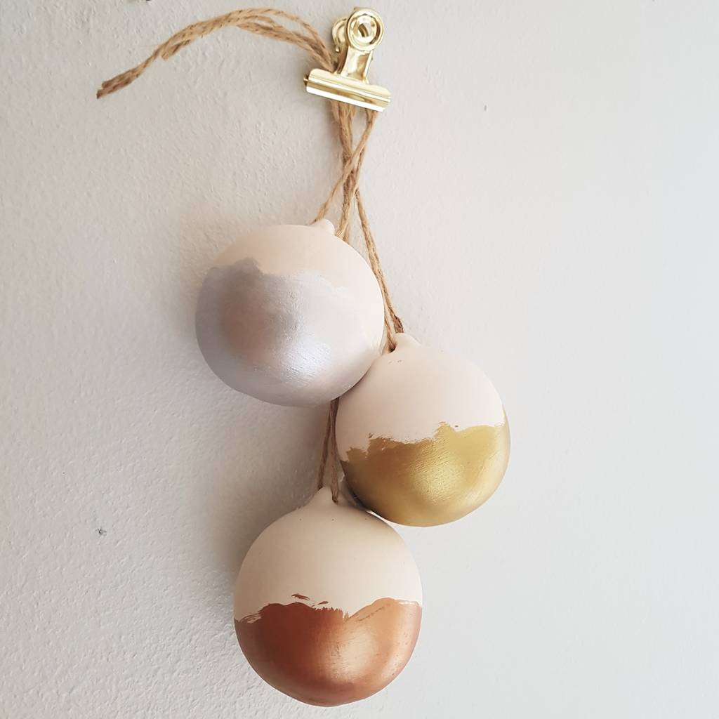 Set Of Three Hand Painted Ceramic Baubles By Creative and Contemporary