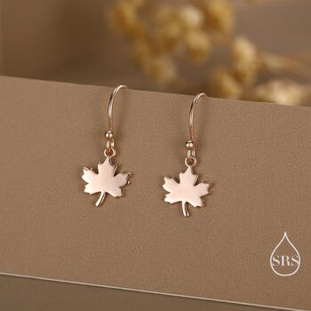 Sterling Silver Maple Leaf Drop Hook Earrings, 3 of 11
