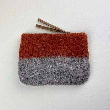 Fair Trade Handmade Felt Ombre Two Tone Zip Purse, 8 of 12