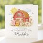 Personalised 3rd Birthday Farmyard Card For Girl Daughter Granddaughter, thumbnail 4 of 8