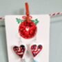 Novelty Face Painted Heart Picasso Earrings With Stand, thumbnail 3 of 7