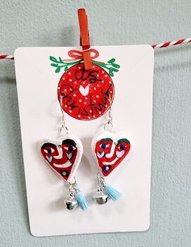 Novelty Face Painted Heart Picasso Earrings With Stand, 3 of 7