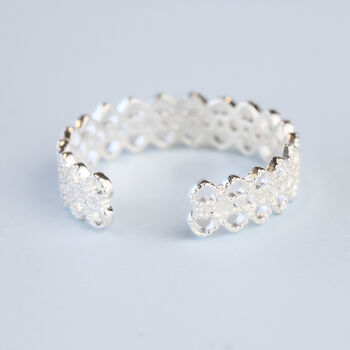 Sterling Silver Lattice Adjustable Ring, 5 of 7